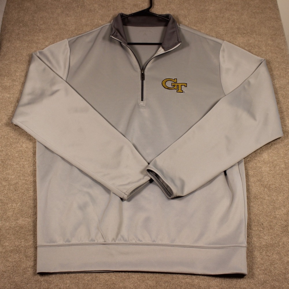 Antigua Georgia Tech Yellow Jackets Mens Large Grey Quarter Zip Pullover GT